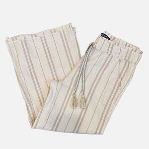 Beau/Dawson Linen Blend Loose Fit Wide Leg Boho Striped Pants Size Small